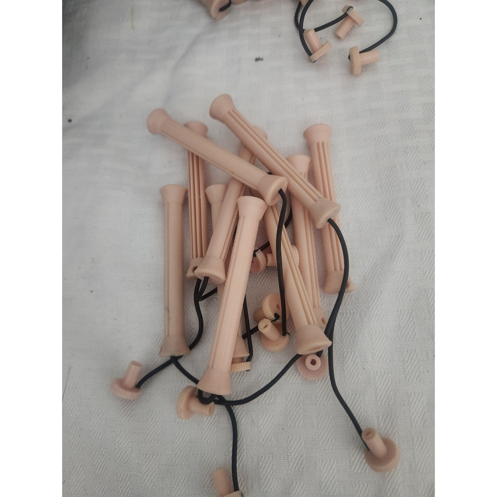Vintage Peach Perm Rods Hair Rollers Set Various Sizes Shapes Lot of 44 - Picture 5 of 6